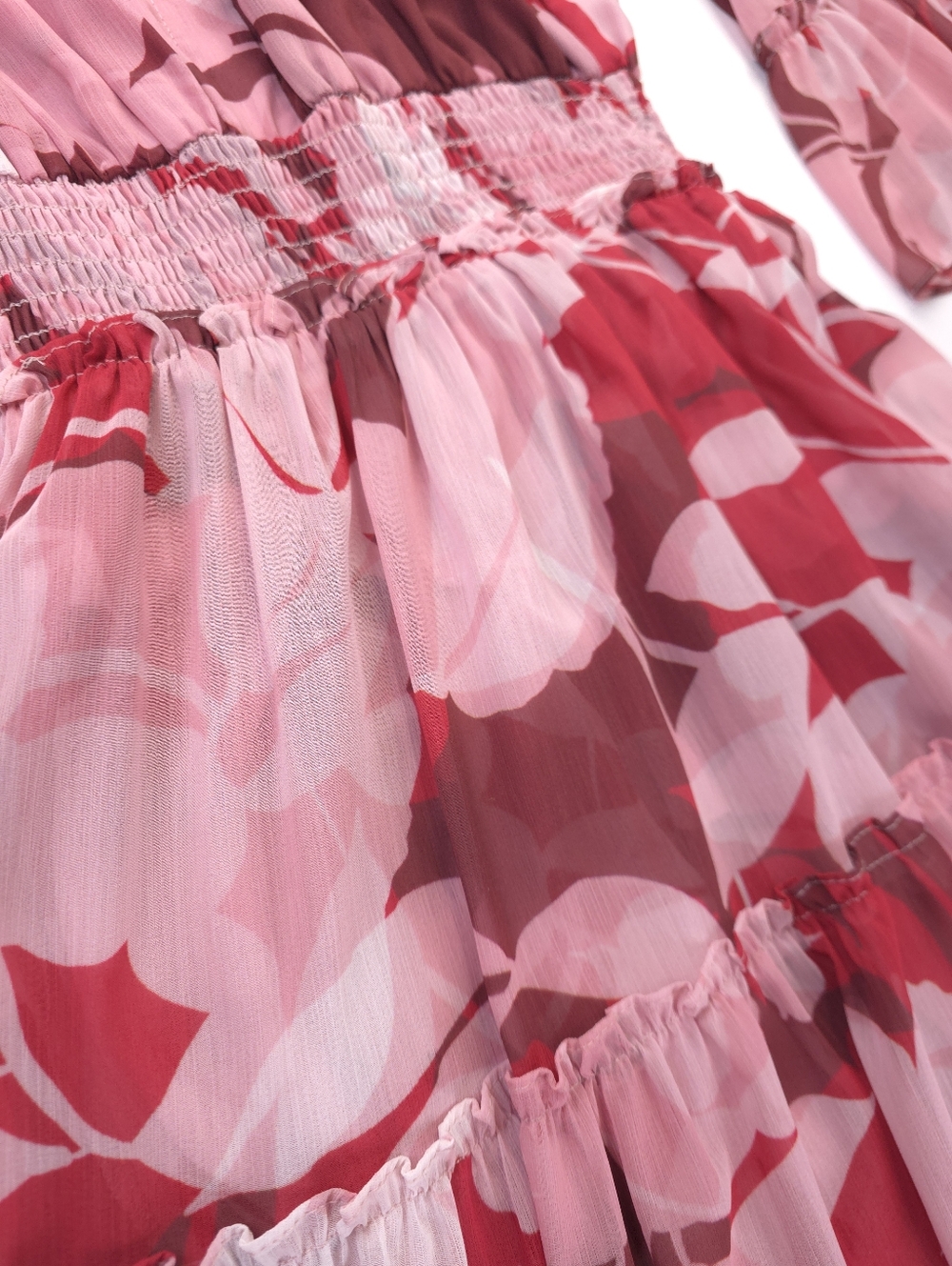 New Misa Los Angeles Stunning Magenta & Pink Floral Tiered Maxi Dress Sz S - Picture 7 of 13